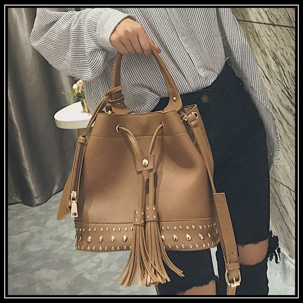 NEW BRISTOL Studded Tassel Bucket Bag - Picture 4 of 8
